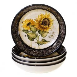 French Sunflowers 8.25 in. Soup and Pasta bowl (Set of 4) by Certified International