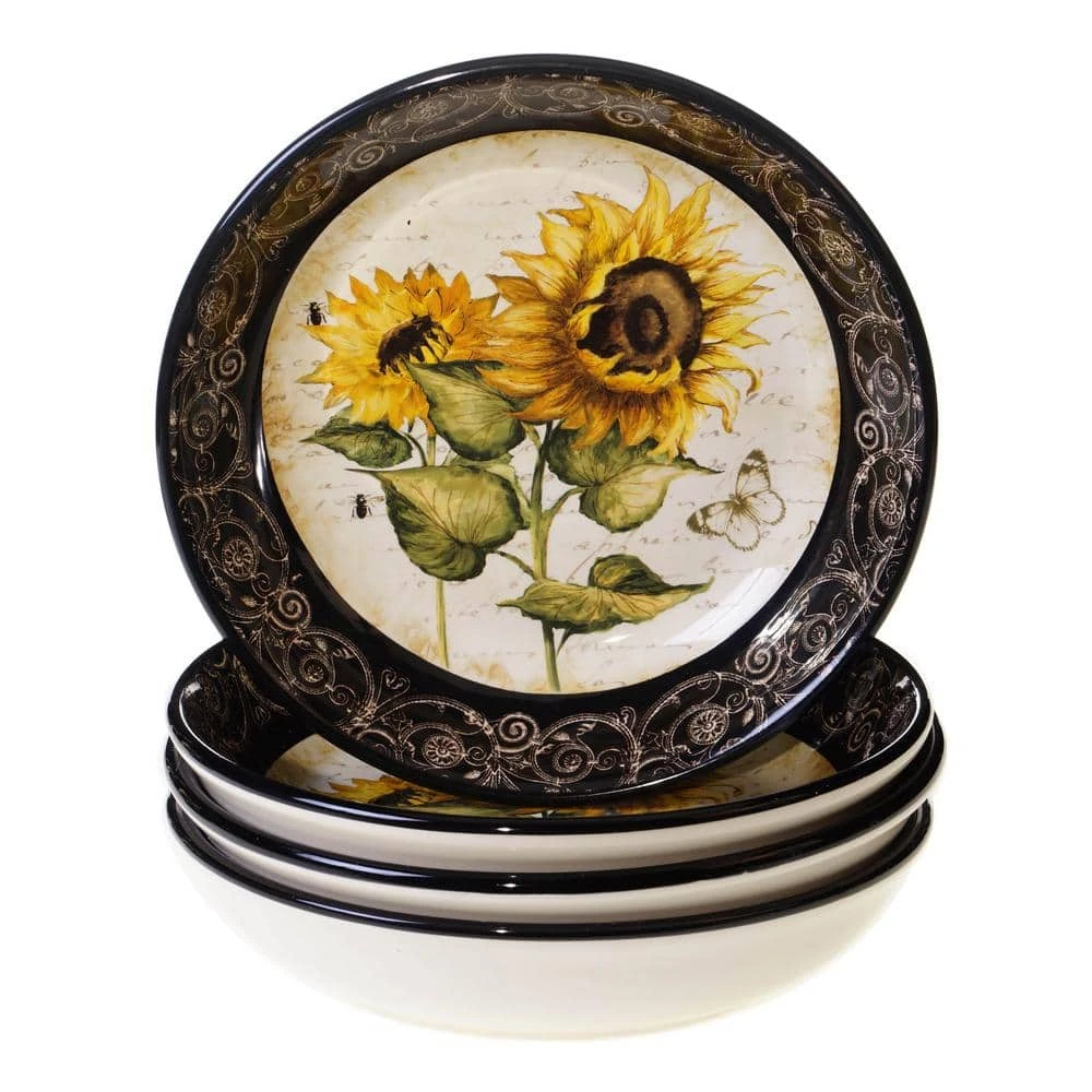 French Sunflowers 8.25 in. Soup and Pasta bowl (Set of 4) by Certified International 3 French Sunflowers 8.25 in. Soup and Pasta bowl (Set of 4) by Certified International