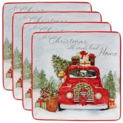 Home For Christmas Multicolor Dinner Plate (Set of 4) by Certified International