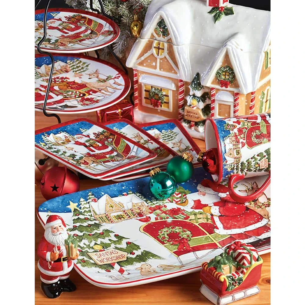 Santa's Workshop 11 in. Multicolored Earthenware Dinner Plate (Set of 4) by Certified International 5 Santa's Workshop 11 in. Multicolored Earthenware Dinner Plate (Set of 4) by Certified International - Image 3