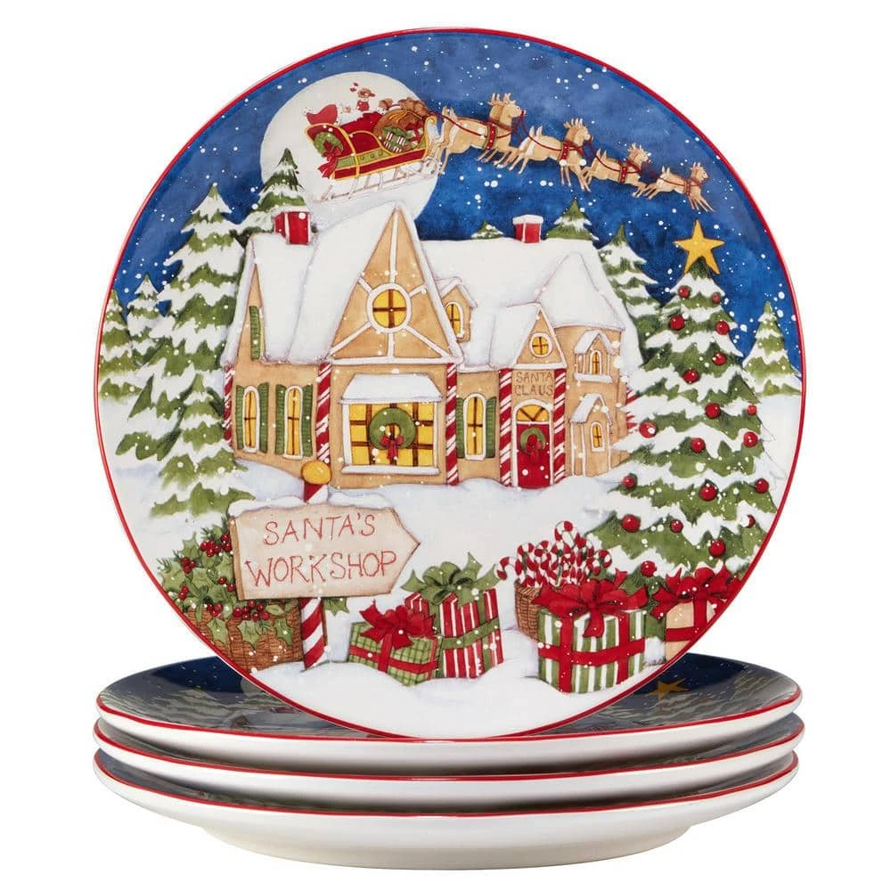 Santa's Workshop 11 in. Multicolored Earthenware Dinner Plate (Set of 4) by Certified International 3 Santa's Workshop 11 in. Multicolored Earthenware Dinner Plate (Set of 4) by Certified International