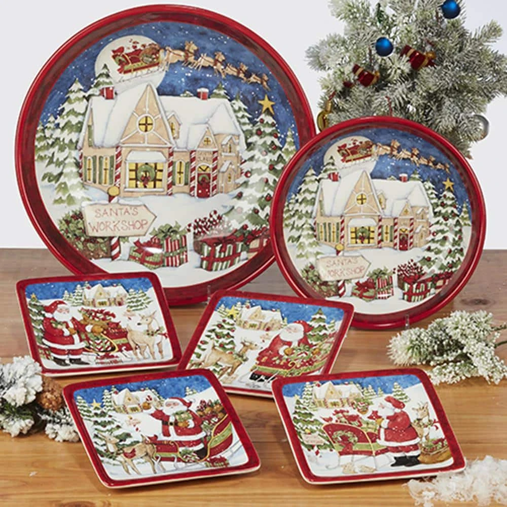 Santa's Workshop 11 in. Multicolored Earthenware Dinner Plate (Set of 4) by Certified International 4 Santa's Workshop 11 in. Multicolored Earthenware Dinner Plate (Set of 4) by Certified International - Image 2
