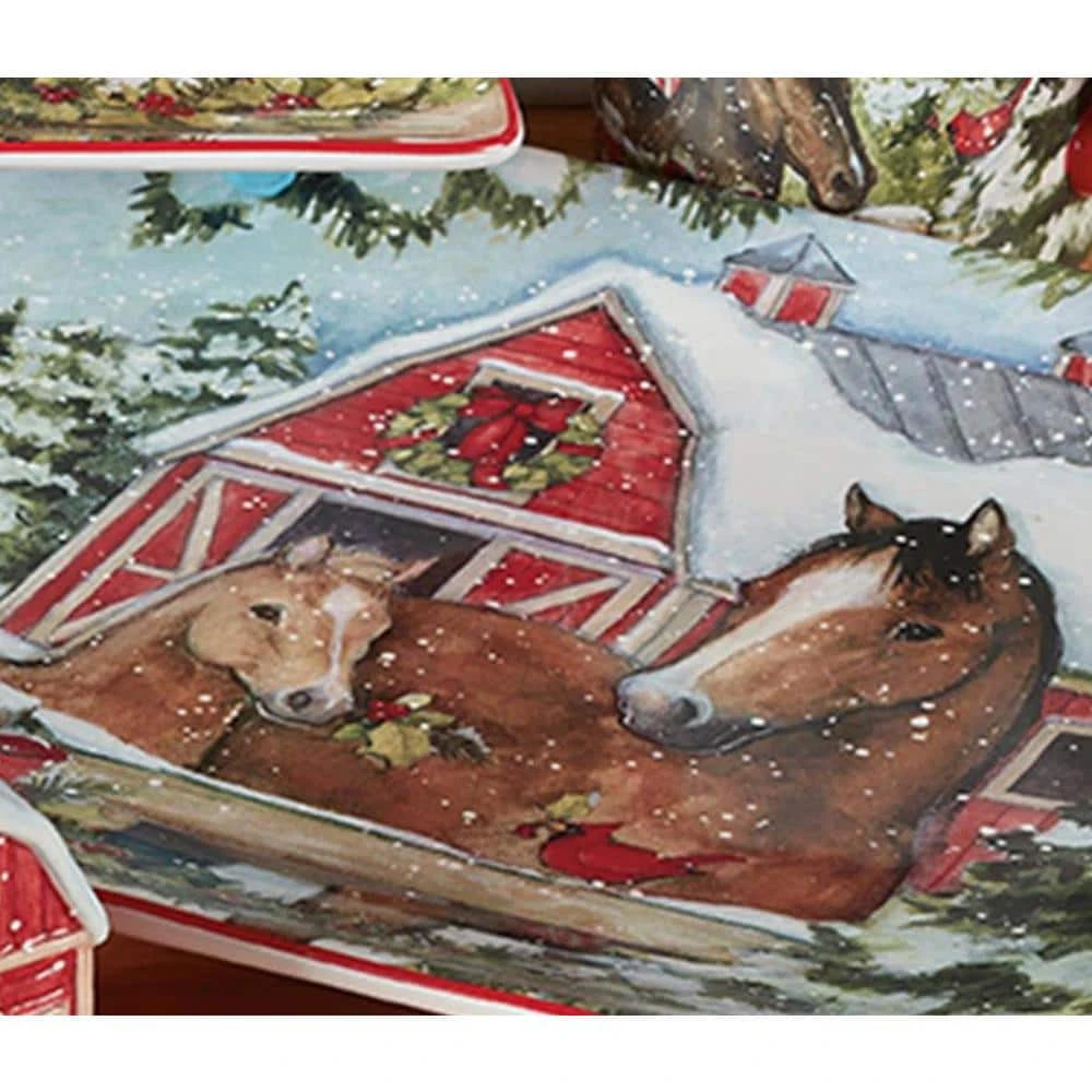 Homestead Christmas 11 in. Multicolored Earthenware Dinner Plate (Set of 4) by Certified International 6 Homestead Christmas 11 in. Multicolored Earthenware Dinner Plate (Set of 4) by Certified International - Image 4