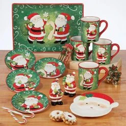 Holiday Magic Santa 9 in. Multicolored Earthenware Dessert Plate (Set of 4) by Certified International -Dinnerware Shop multicolor certified international salad plates dessert plates 37300set4 c3 1000