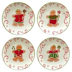 Holiday Magic Gingerbread 9 in. Multicolored Earthenware Dessert Plate (Set of 4) by Certified International