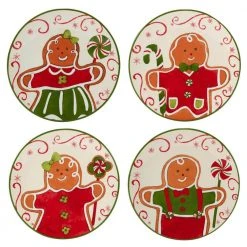 Holiday Magic Gingerbread 6 in. Multicolored Earthenware Canape Plate (Set of 4) by Certified International