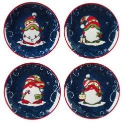 Holiday Magic Gnomes 9 in. Multicolored Earthenware Dessert Plate (Set of 4) by Certified International