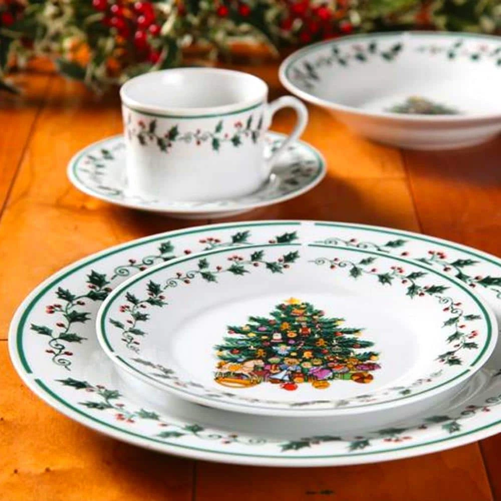 Tree Trimming 20-Piece Seasonal Multicolor Ceramic Dinnerware Set (Service for 4) by Gibson Home 4 Tree Trimming 20-Piece Seasonal Multicolor Ceramic Dinnerware Set (Service for 4) by Gibson Home - Image 2