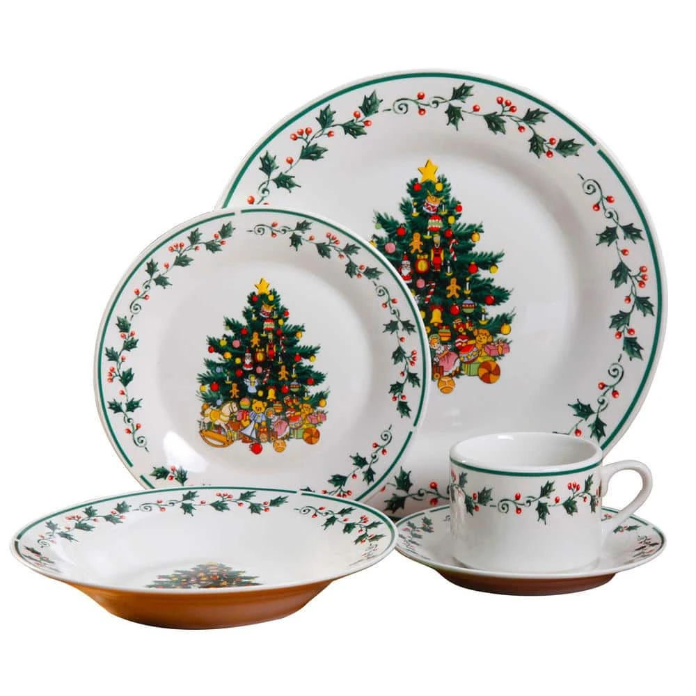 Tree Trimming 20-Piece Seasonal Multicolor Ceramic Dinnerware Set (Service for 4) by Gibson Home 3 Tree Trimming 20-Piece Seasonal Multicolor Ceramic Dinnerware Set (Service for 4) by Gibson Home
