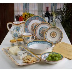 Duomo 16-Piece Patterned Multicolor/Italian Design Stoneware Dinnerware Set (Service for 4) by Euro Ceramica -Dinnerware Shop multicolor hand crafted euro ceramica dinnerware sets duo 86256 1f 1000
