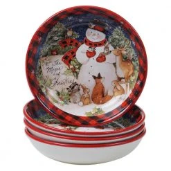 Magic Of Christmas Snowman 36 oz. Multicolored Earthenware Soup Bowl (Set of 4) by Certified International