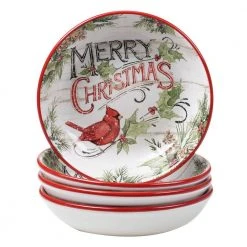Evergreen Christmas 36 oz. Multicolored Earthenware Soup Bowl (Set of 4) by Certified International