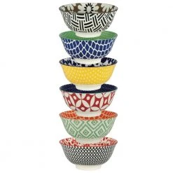 Soho Multicolored Porcelain 6.25 in. 24 oz. Bowls (Set of 6) by Certified International
