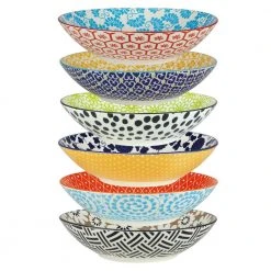 Chelsea Multicolored Porcelain 9 in. 32 oz. Dinner Bowls (Set of 6) by Certified International