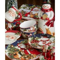 Magic Of Christmas Santa Multicolored Earthenware 12 in. Pass Along Plate by Certified International -Dinnerware Shop multicolored certified international dinner plates 28292 31 1000