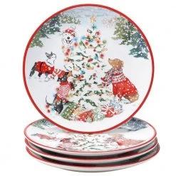 11 in. Special Delivery Multicolored Earthenware Dinner Plate (Set of 4) by Certified International