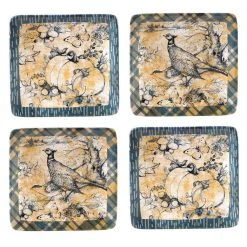 6 in. Harvest Gatherings Multicolored Earthenware Canape Plate (Set of 4) by Certified International
