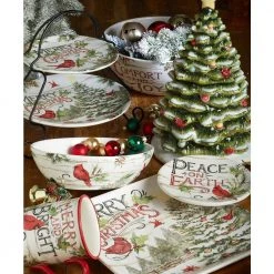 6 in. Evergreen Christmas Multicolored Earthenware Canape Plate (Set of 4) by Certified International -Dinnerware Shop multicolored certified international salad plates dessert plates 28352set4 76 1000