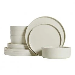 Trenblay Melamine Dinnerware Set in Natural Beige (Service For 4) by Home Decorators Collection