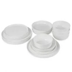 16-Piece Natural White Bone China Dinnerware Set (Set for 4) by TABLE 12