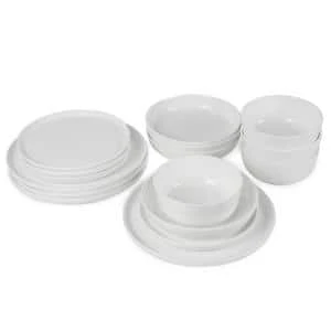 16-Piece Natural White Bone China Dinnerware Set (Set for 4) by TABLE 12 3 16-Piece Natural White Bone China Dinnerware Set (Set for 4) by TABLE 12
