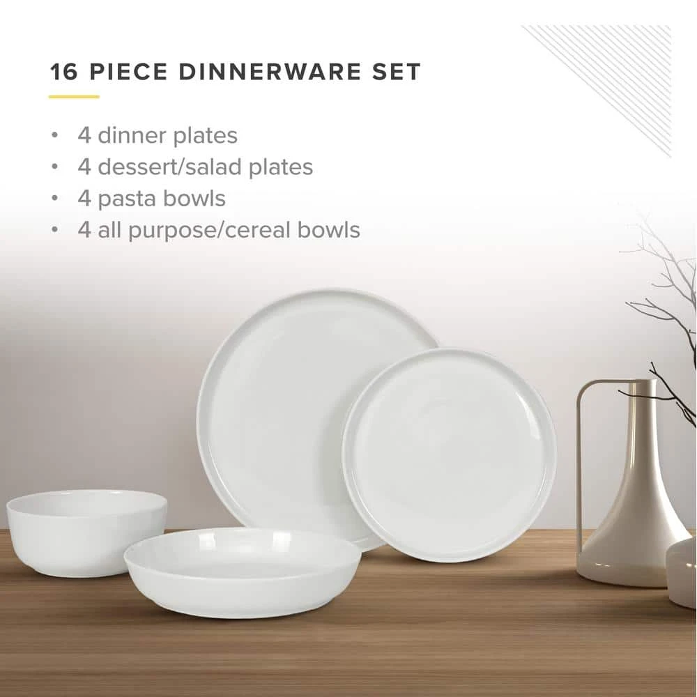 16-Piece Natural White Bone China Dinnerware Set (Set for 4) by TABLE 12 8 16-Piece Natural White Bone China Dinnerware Set (Set for 4) by TABLE 12 - Image 6