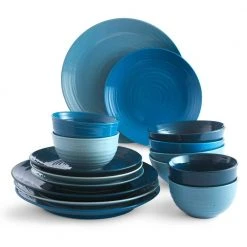 Siterra 16-Piece Casual Ocean Blue Dinnerware Set (Service for 4) by Sango