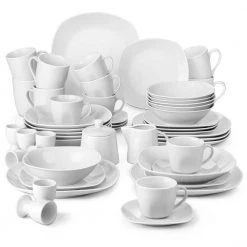 50-Piece Neutral White Porcelain Dinnerware Set by MALACASA