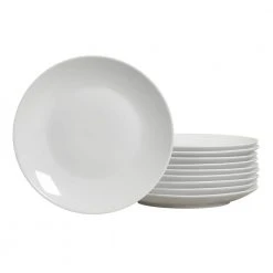 Stoneware White Round Dinner Plates (Set of 10) by Tabletops Gallery