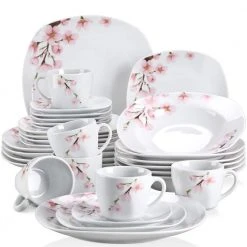 Annie 30-Piece Casual Printed White Porcelain Dinnerware Set (Service for 6) by VEWEET