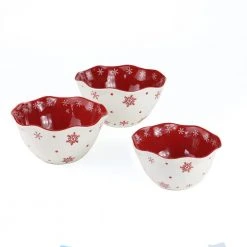 Winterfest 67.63 fl.oz. Red Earthenware Nesting Bowl Set (Set of 3) by Euro Ceramica