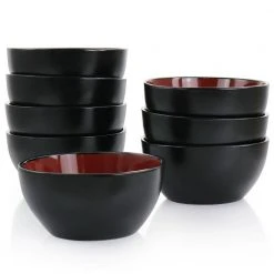 Soho Lounge 16 fl.oz Red Stoneware 6 in. 8-Piece Bowl Set by GIBSON HOME -Dinnerware Shop red bowls 985117166m 66 1000