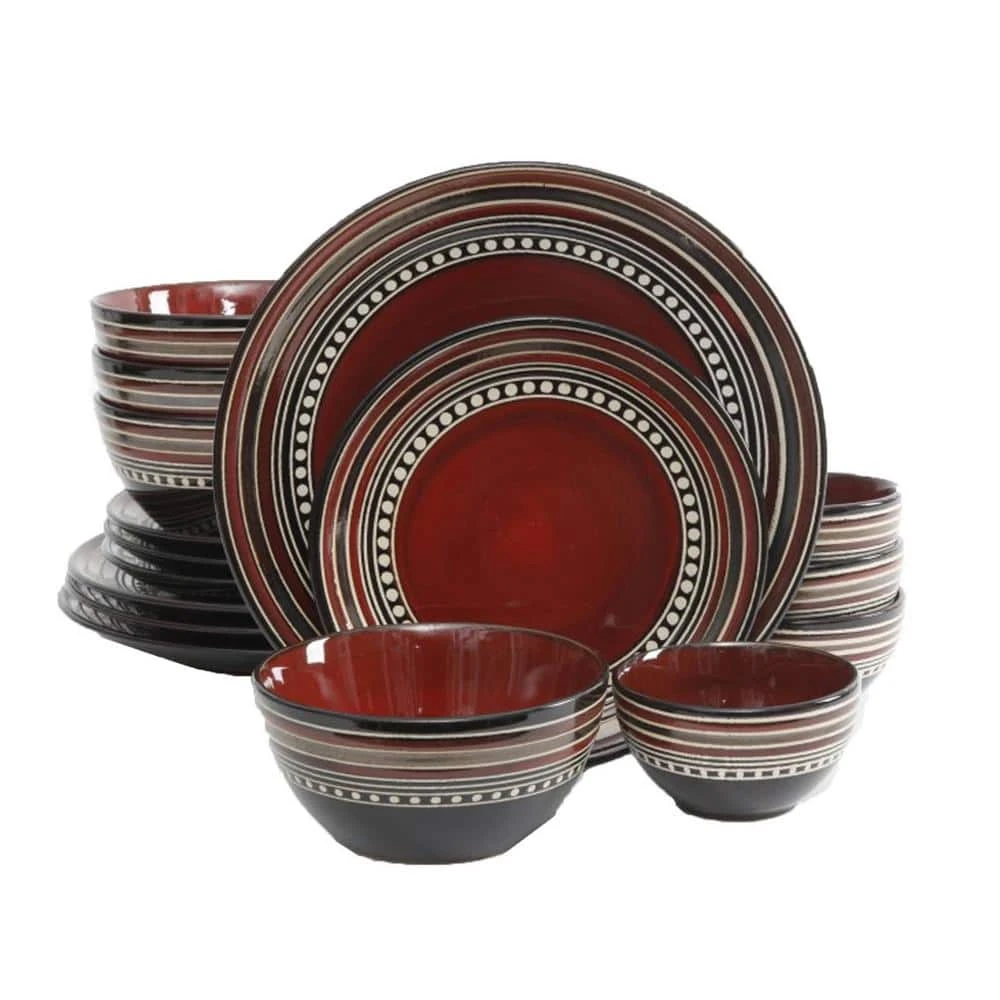 Cafe Versailles 16-Piece Casual Red Stoneware Dinnerware Set (Service for 4) by GIBSON ELITE 3 Cafe Versailles 16-Piece Casual Red Stoneware Dinnerware Set (Service for 4) by GIBSON ELITE