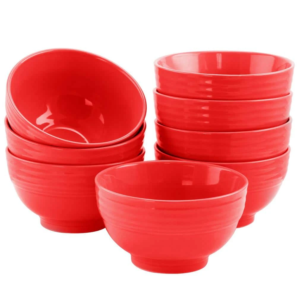 Plaza Cafe 6 in. Red Bowl Set (Set of 8) by GIBSON HOME 3 Plaza Cafe 6 in. Red Bowl Set (Set of 8) by GIBSON HOME