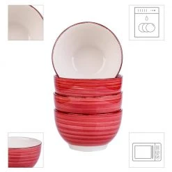 Series Bella 5.5 in. Cereal Bowl Porcelain in Vintage Look Red Dinnerware Set (Service for 4) by vancasso -Dinnerware Shop red vancasso bowls vc bella r sdw 4f 1000