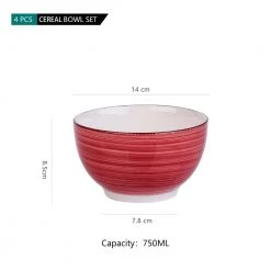 Series Bella 5.5 in. Cereal Bowl Porcelain in Vintage Look Red Dinnerware Set (Service for 4) by vancasso -Dinnerware Shop red vancasso bowls vc bella r sdw c3 1000