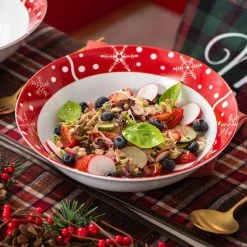 Santaclaus 38 fl. oz. Multi-colors Porcelain Christmas Large Salad Bowl (Set of 2) by VEWEET -Dinnerware Shop red veweet bowls santaclaus bowl 1f 1000