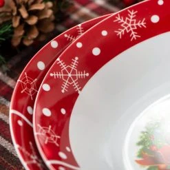 Santaclaus 38 fl. oz. Multi-colors Porcelain Christmas Large Salad Bowl (Set of 2) by VEWEET -Dinnerware Shop red veweet bowls santaclaus bowl 44 1000