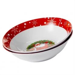 Santaclaus 38 fl. oz. Multi-colors Porcelain Christmas Large Salad Bowl (Set of 2) by VEWEET