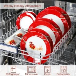 Christmasdeer 30-Piece Multi-colors Porcelain Christmas Dinnerware Set (Service for 6) by VEWEET -Dinnerware Shop red veweet dinnerware sets christmasdeer 30 44 1000