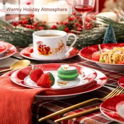 Christmasdeer 30-Piece Multi-colors Porcelain Christmas Dinnerware Set (Service for 6) by VEWEET -Dinnerware Shop red veweet dinnerware sets christmasdeer 30 fa 1000