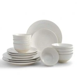 Siterra 16-Piece Casual Rustic White Stoneware Dinnerware Set (Service for 4) by Sango