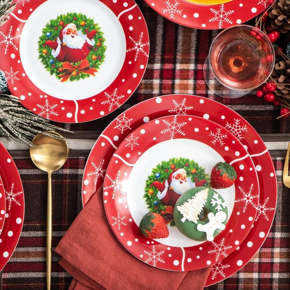 Santaclaus 36-Piece White and Red Porcelain Christmas Dinnerware Set (Service for 12) by VEWEET 6 Santaclaus 36-Piece White and Red Porcelain Christmas Dinnerware Set (Service for 12) by VEWEET - Image 4