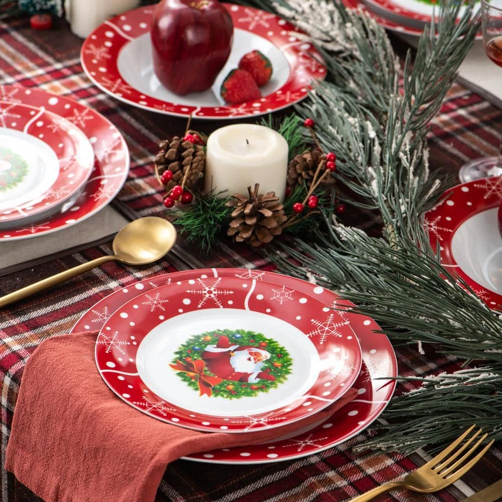 Santaclaus 36-Piece White and Red Porcelain Christmas Dinnerware Set (Service for 12) by VEWEET 10 Santaclaus 36-Piece White and Red Porcelain Christmas Dinnerware Set (Service for 12) by VEWEET - Image 8