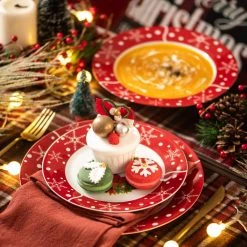 Santaclaus 36-Piece White and Red Porcelain Christmas Dinnerware Set (Service for 12) by VEWEET 14 Santaclaus 36-Piece White and Red Porcelain Christmas Dinnerware Set (Service for 12) by VEWEET -Dinnerware Shop santaclaus veweet dinnerware sets santaclaus 18 2 44 1000