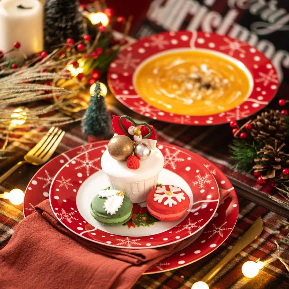 Santaclaus 36-Piece White and Red Porcelain Christmas Dinnerware Set (Service for 12) by VEWEET 7 Santaclaus 36-Piece White and Red Porcelain Christmas Dinnerware Set (Service for 12) by VEWEET - Image 5