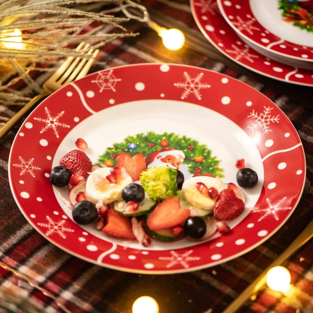 Santaclaus 36-Piece White and Red Porcelain Christmas Dinnerware Set (Service for 12) by VEWEET 5 Santaclaus 36-Piece White and Red Porcelain Christmas Dinnerware Set (Service for 12) by VEWEET - Image 3