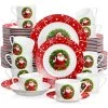Santa Claus 60-Piece White and Red Porcelain Christmas Tableware Set (Service for 12) by VEWEET