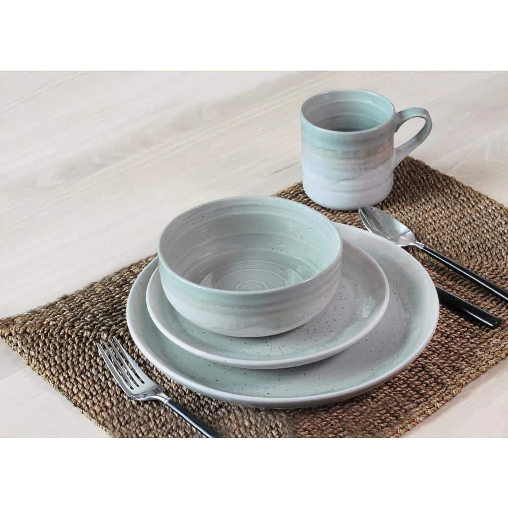 Hearth 16-Piece Casual Seafoam Ceramic Dinnerware Set (Service for 4) by BAUM 7 Hearth 16-Piece Casual Seafoam Ceramic Dinnerware Set (Service for 4) by BAUM - Image 5