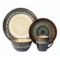 16-Piece Casual Shiny Finish Stoneware Dinnerware Set (Service for 4) by Lorren Home Trends